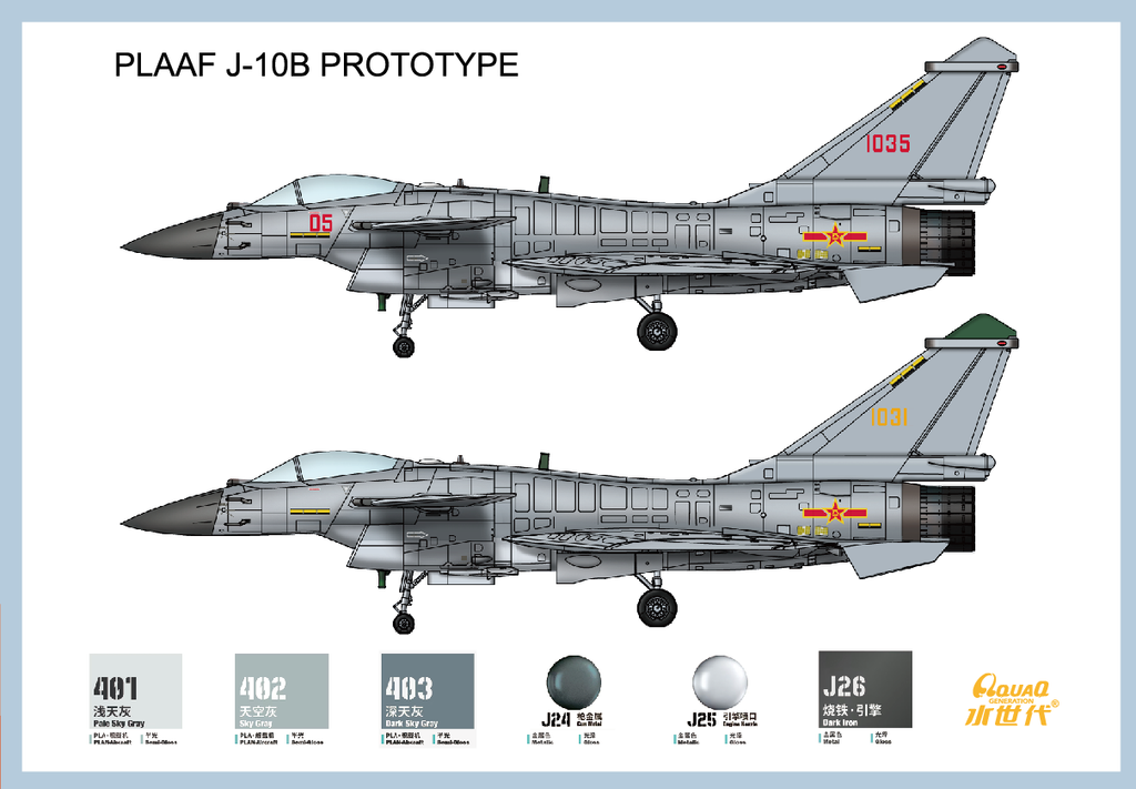 PLAAF J-10B Prototype — 1/144 Scale Model Kit