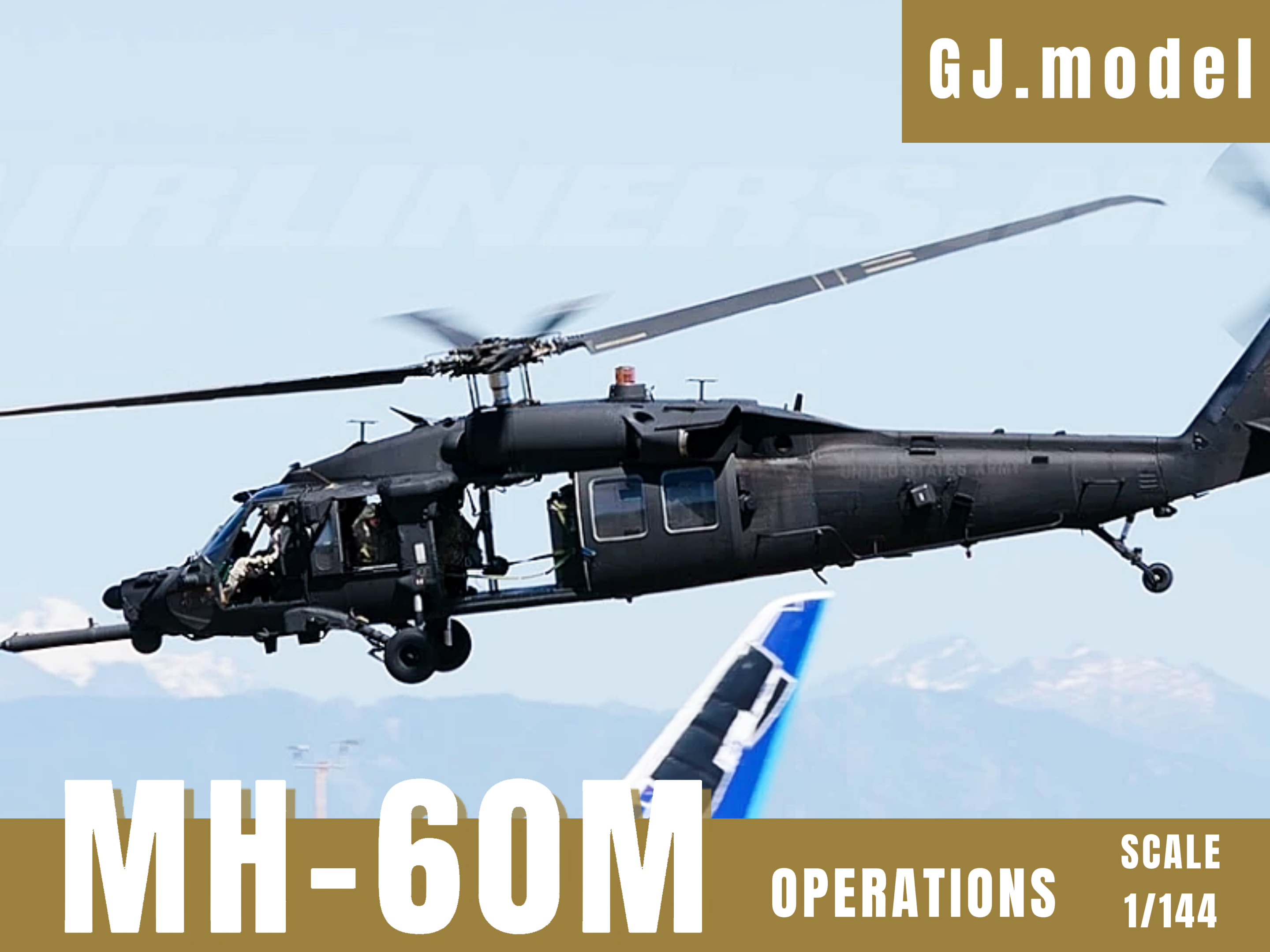 1:144 scale MH-60M Special Operations Helicopter Unpainted white resin kit 3D printed model — GJ STUDIO
