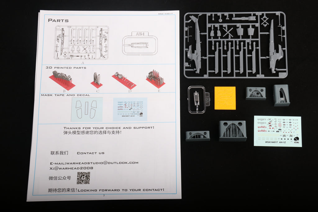 AH-1Z Viper Attack Helicopter — 1/144 Scale Model Kit A